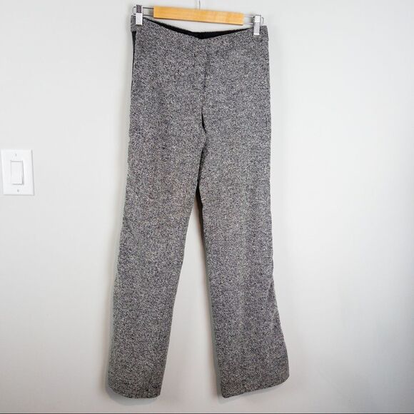 𝅺Bebe Womens Black Herringbone Tweed Trouser Size 4 Y2K Wool Silk Mid Rise - Picture 2 of 9